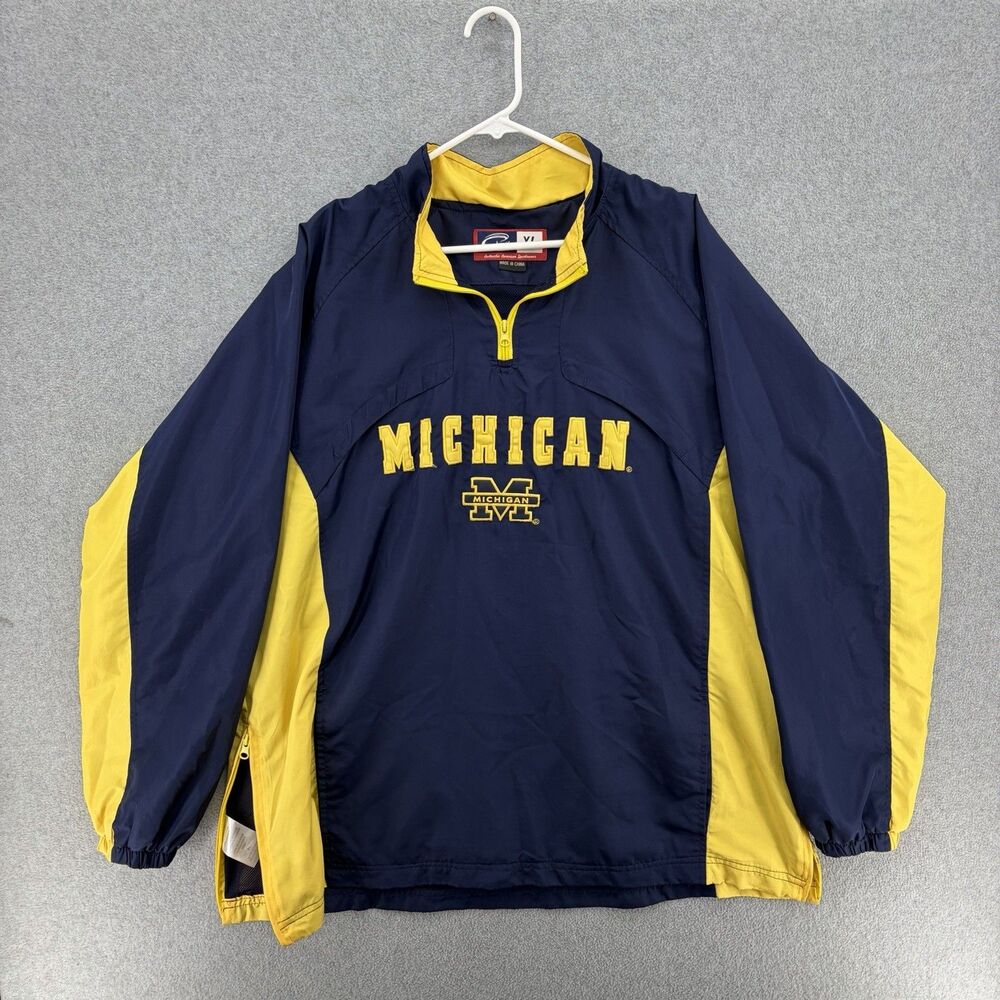 Vintage 90s Michigan Wolverines Windbreaker Jacket Size XL Yellow Blue NCAA
